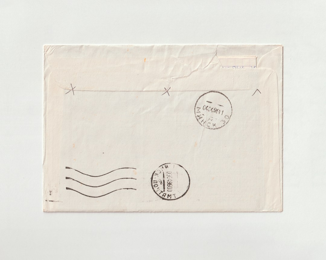 An addressed vintage envelope used as an illustration for office mailing recordkeeping