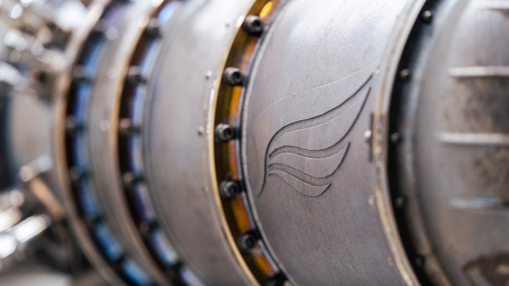 a close up of a bunch of metal drums