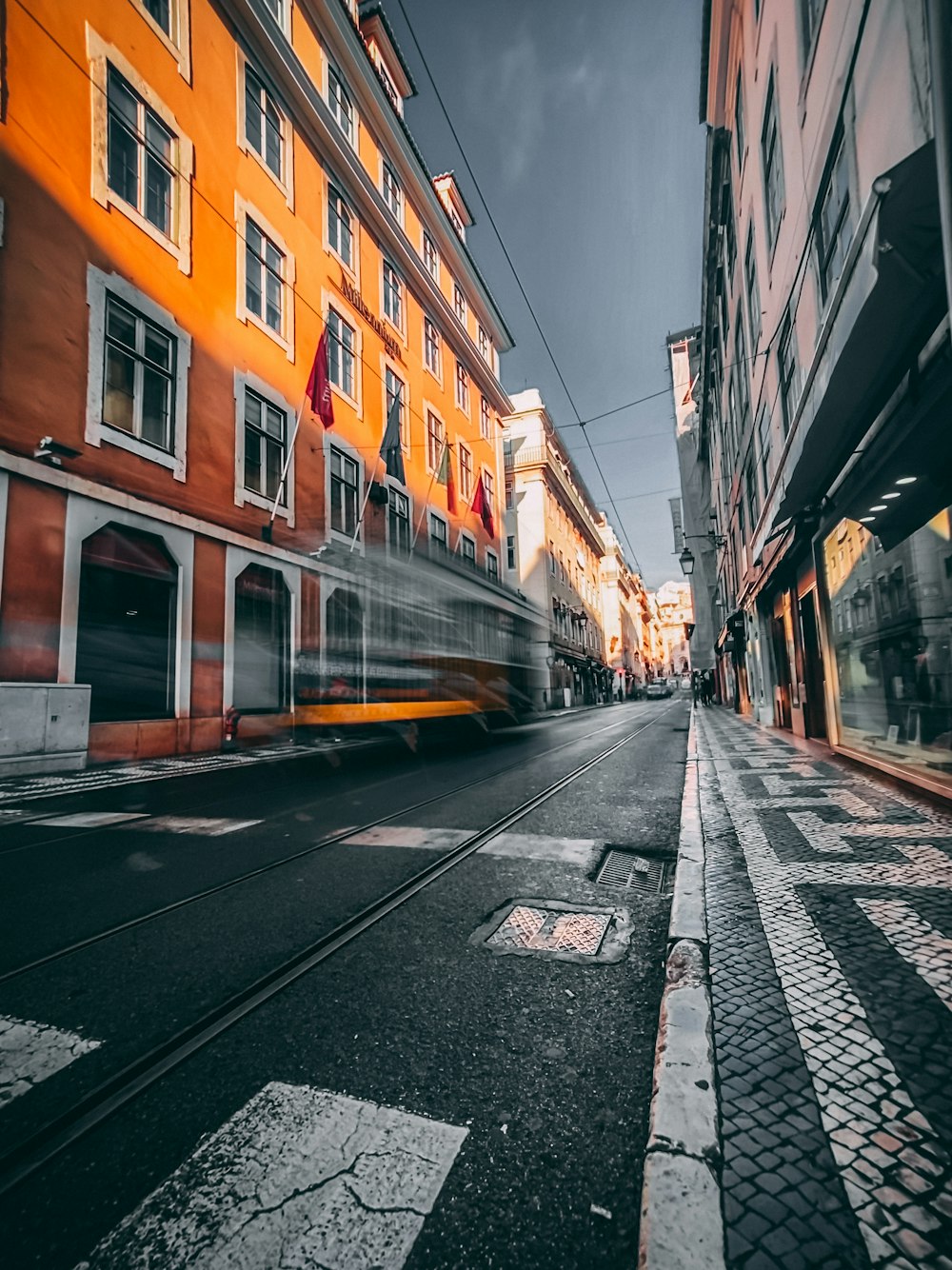 a long exposure photo of a city street