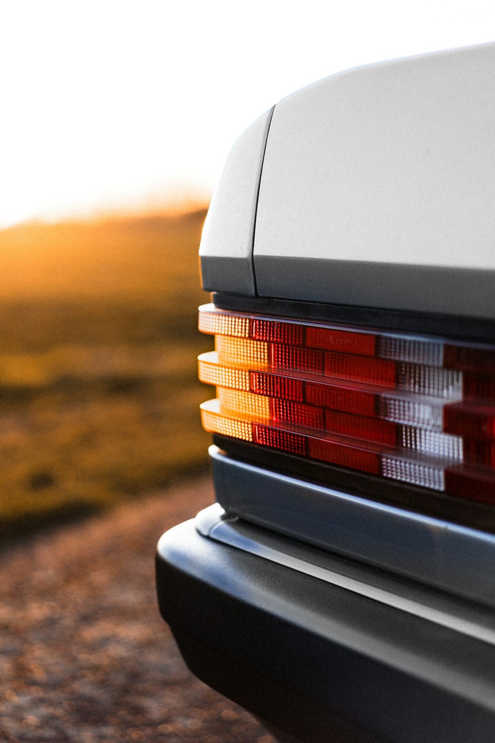 a close up of the tail lights of a car