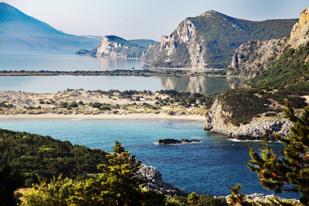 a large body of water surrounded by mountains