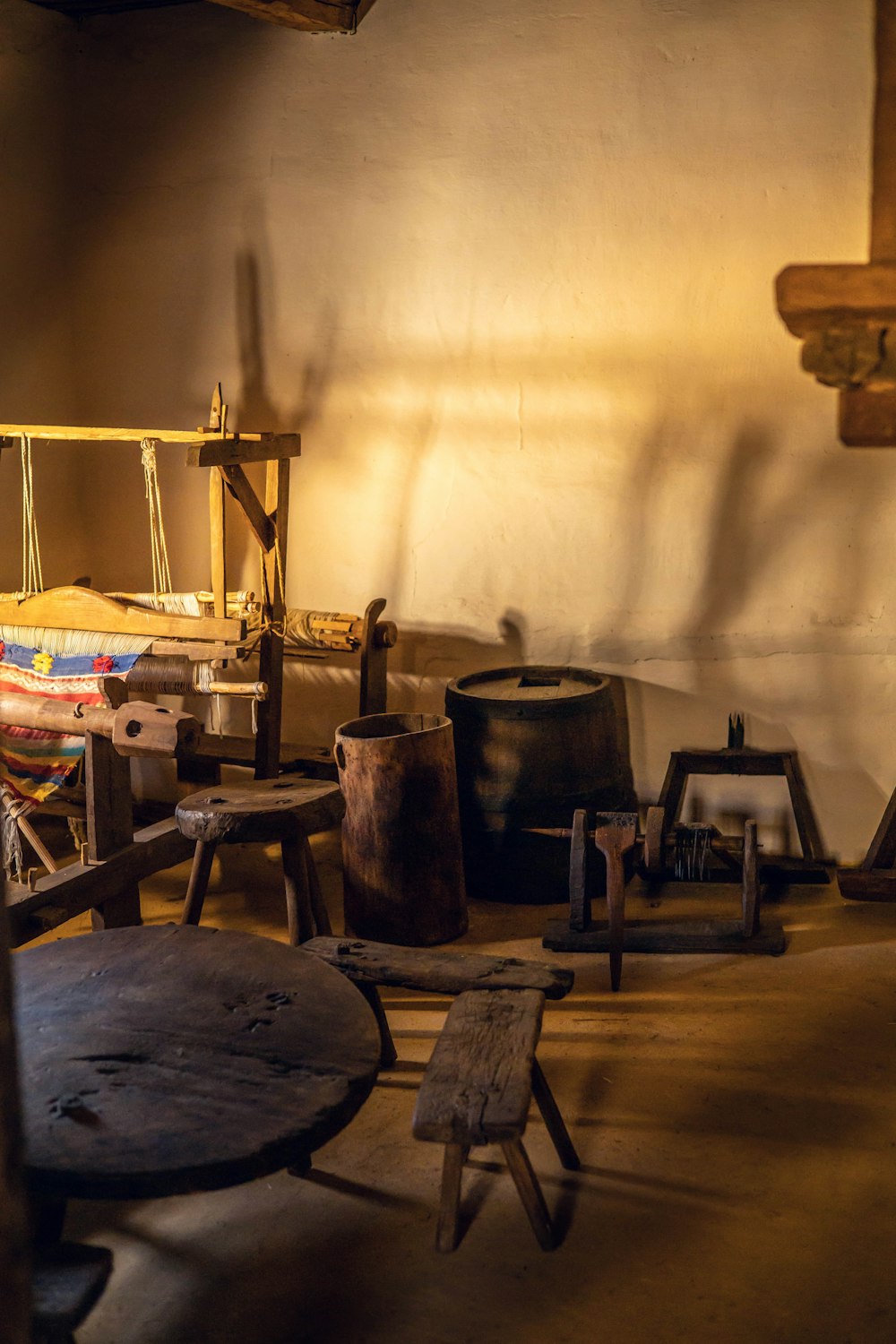 a room filled with lots of wooden furniture