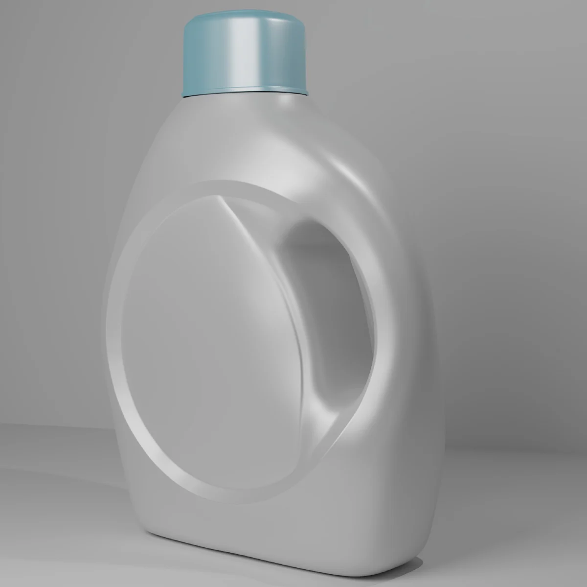 Botella blanca de limpiador con tapón azul