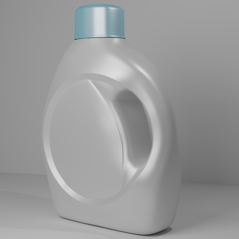 unbranded white plastic laundry jug on blank white background.