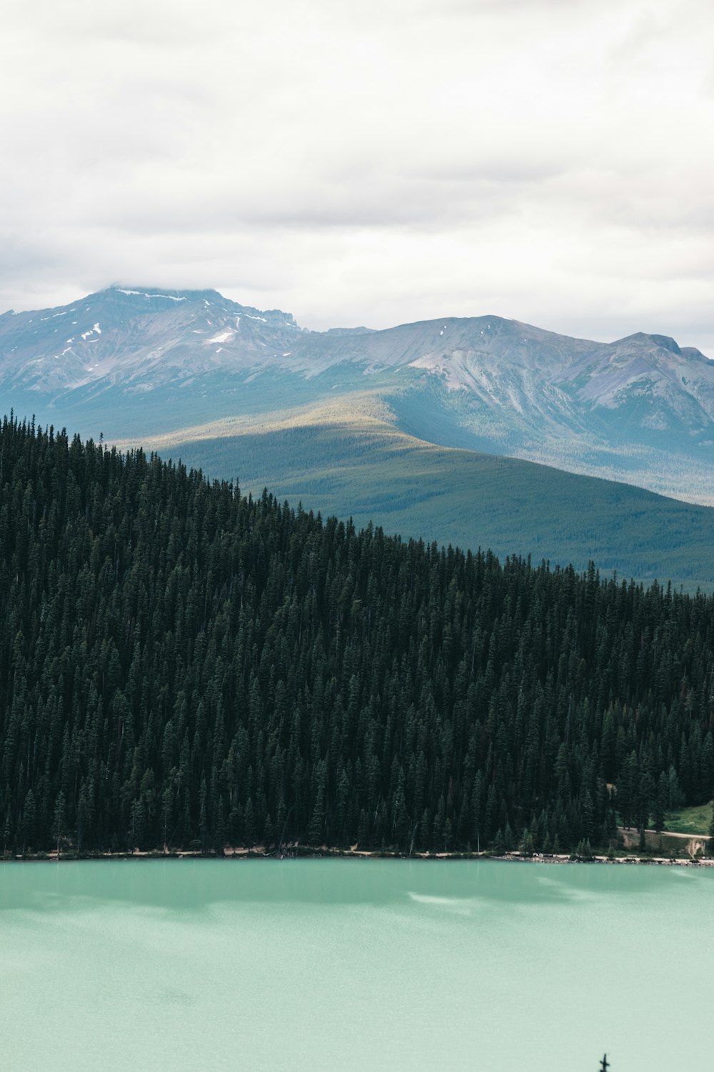 a view of a snow covered mountain