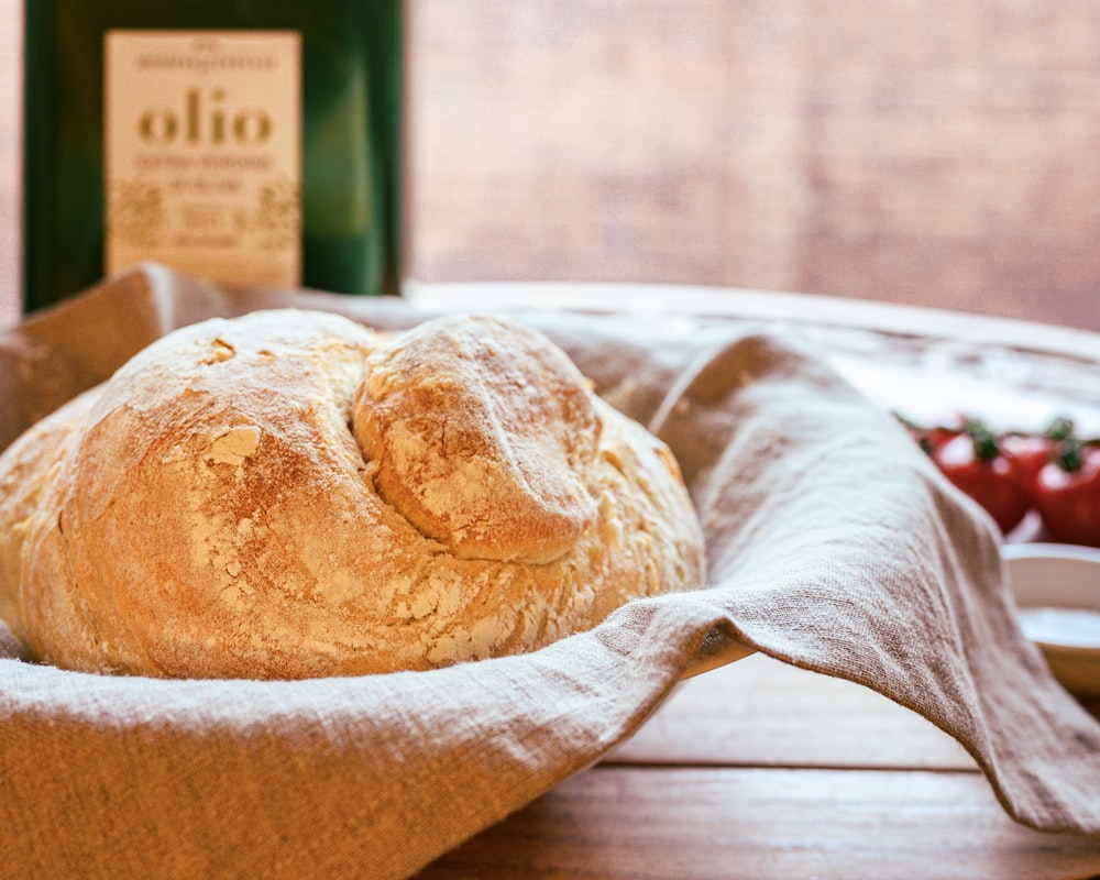 a loaf of bread sitting on top of a table