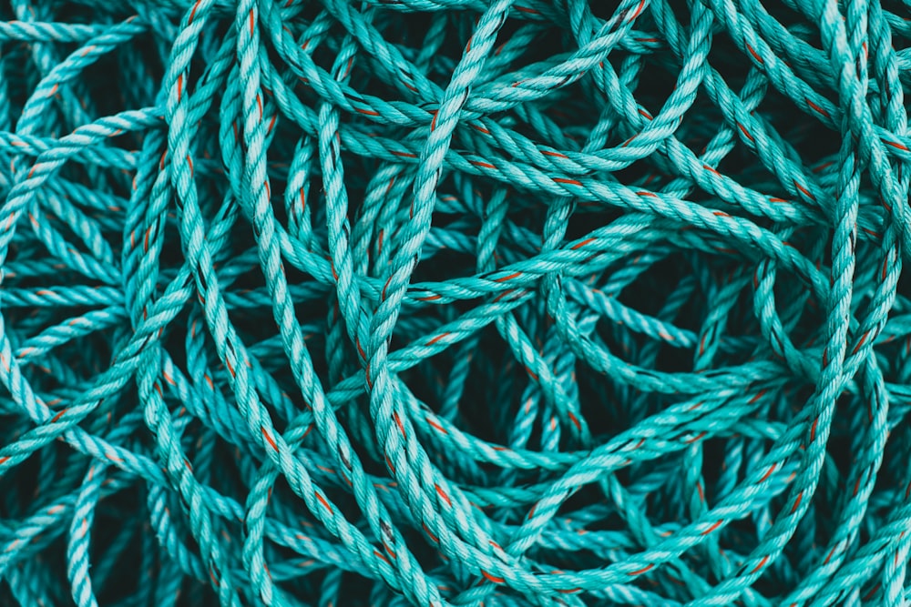a close up of a bunch of green rope