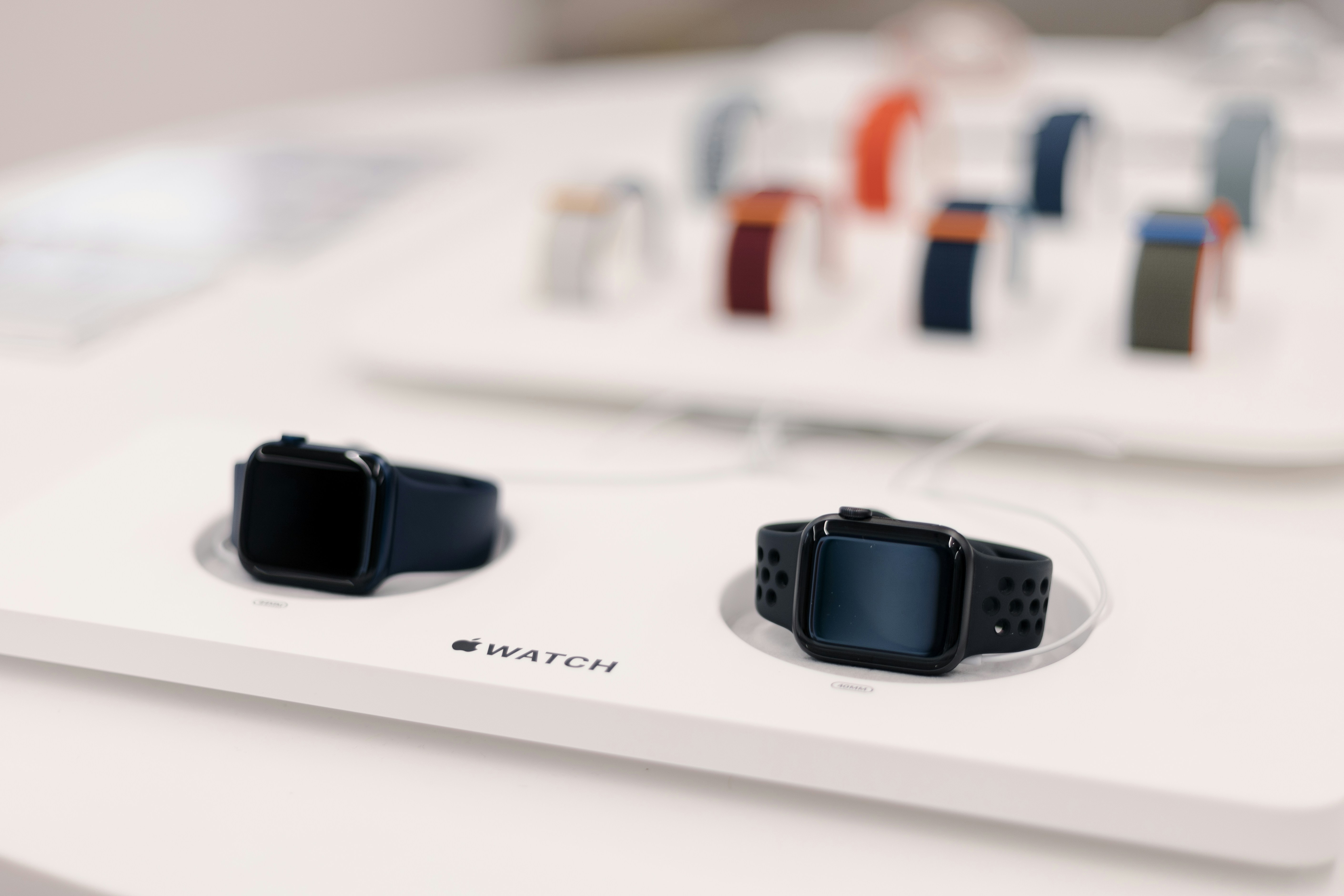 Apple Watch models on display with price tags