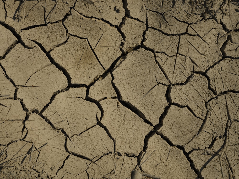 a close up of a cracked dirt surface