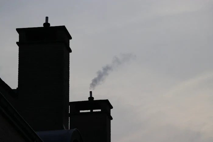 Chimney in use on a cold day