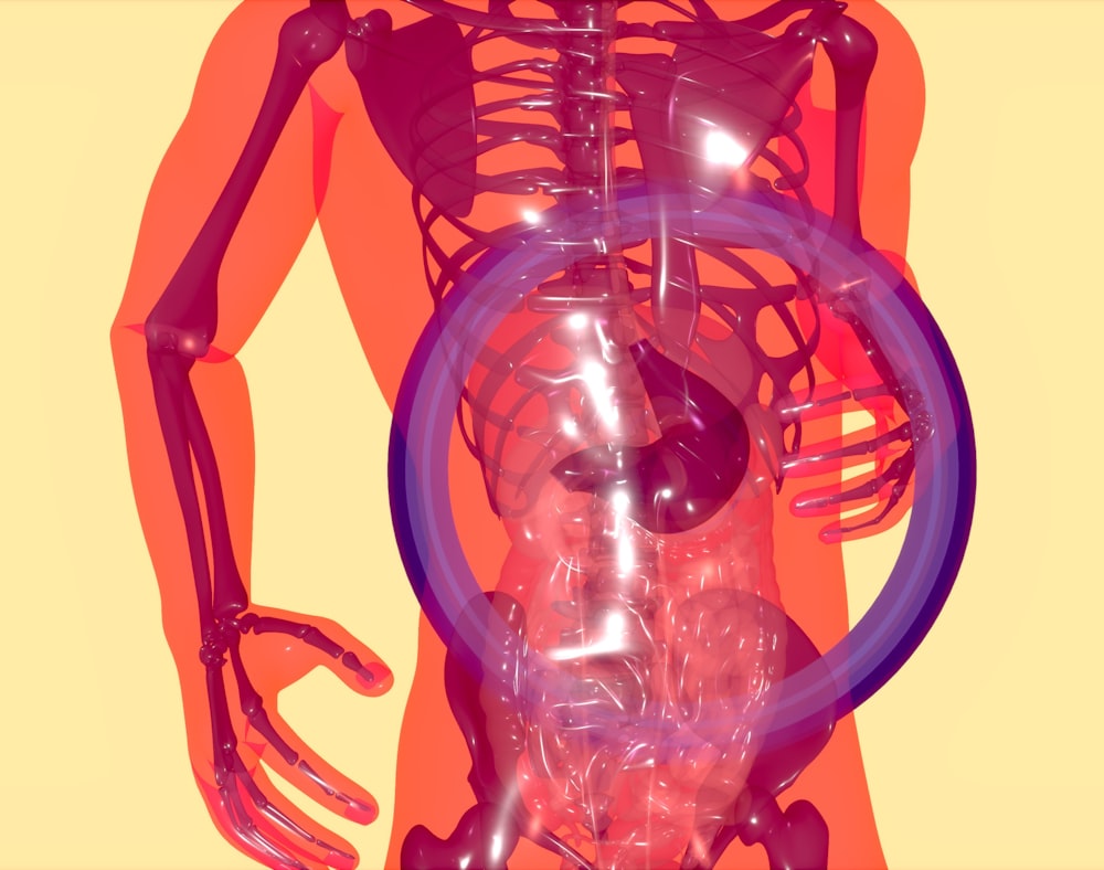 un squelette avec un anneau violet autour du cou