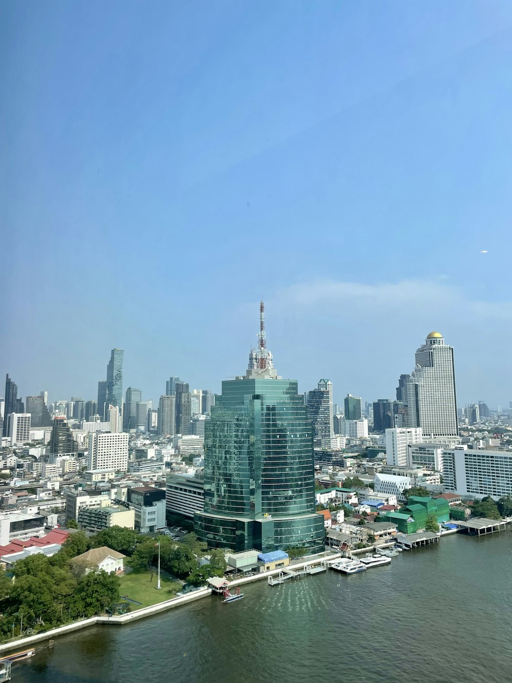 a view of a city with a river running through it