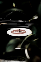 Monochrome photo of a vinyl record spinning, blurred softly to evoke cinematic atmosphere.