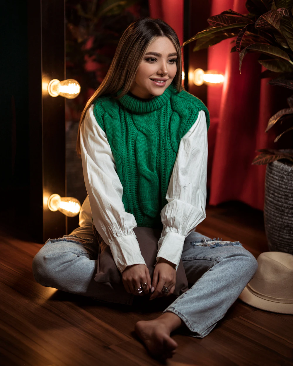 Green Cable Knit Vest