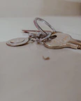 Close-up of various types of keys including transponder and security keys on a display.