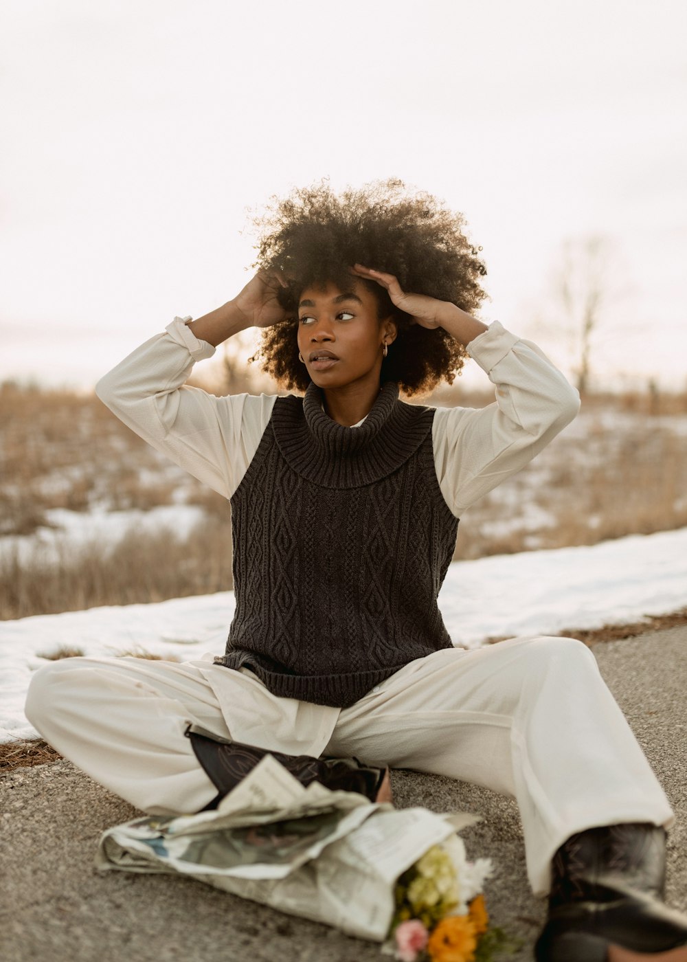 a person sitting on a bed