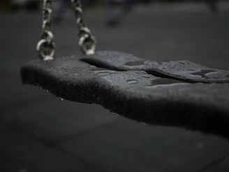 a black and white photo of a swing
