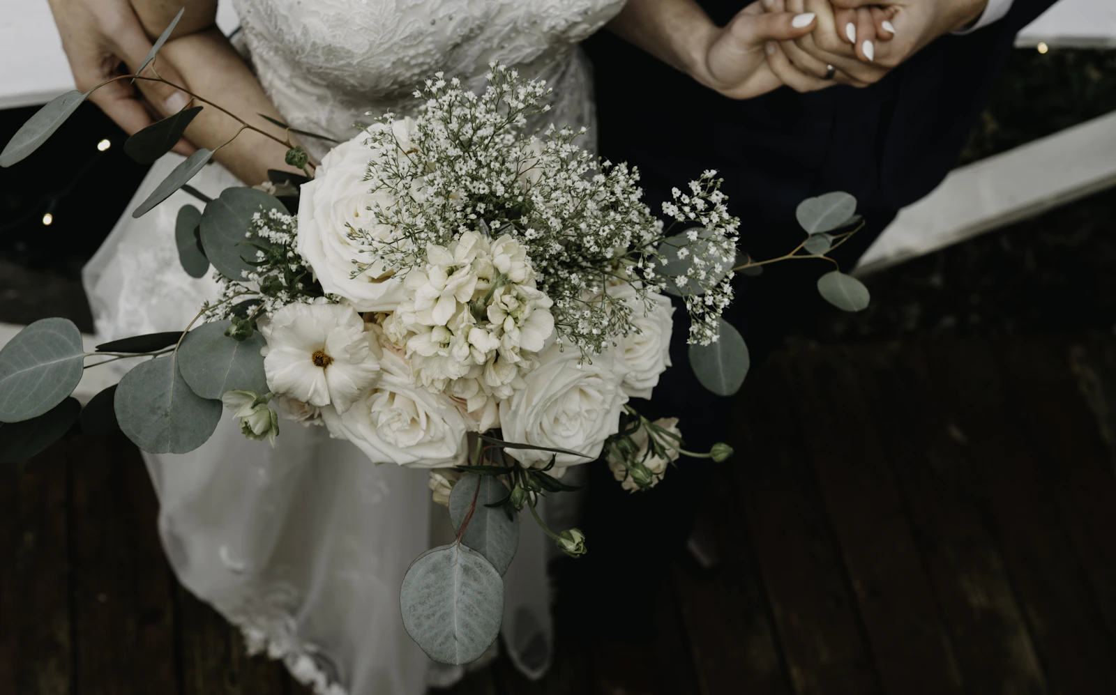 Romantic bride and groom on their wedding day