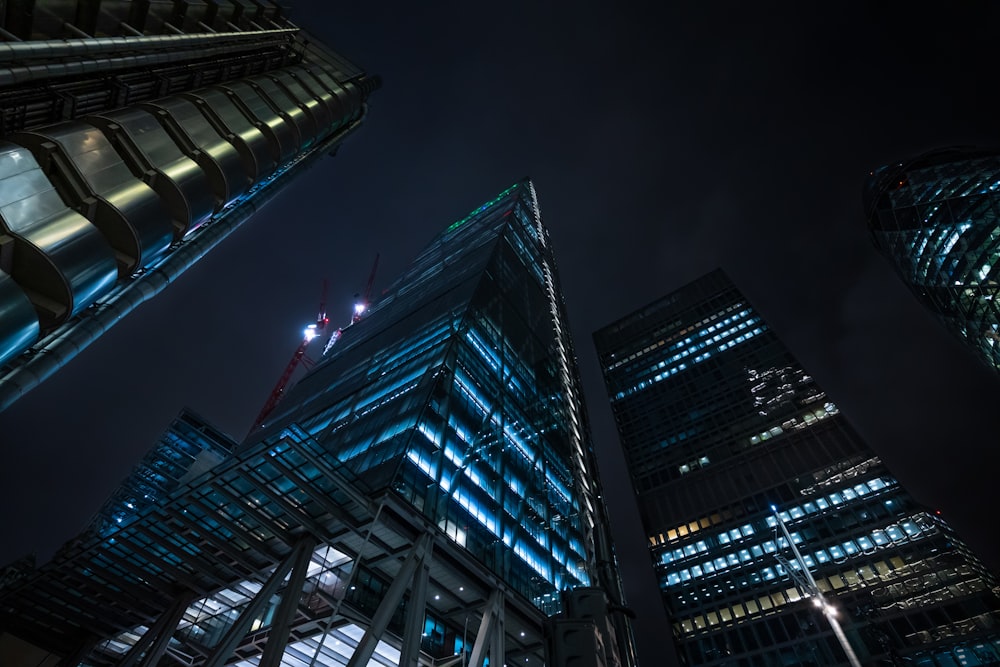 a very tall building lit up at night