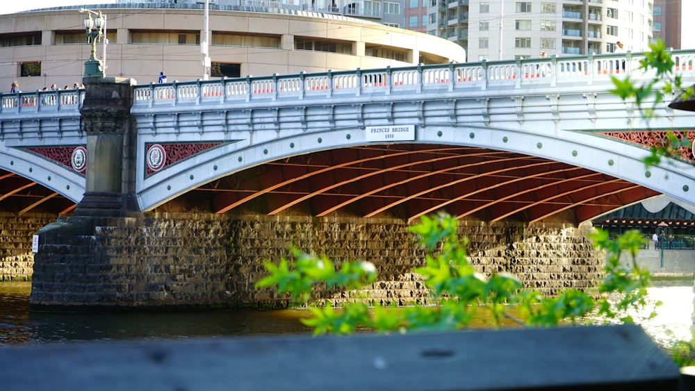 a bridge over a body of water in a city