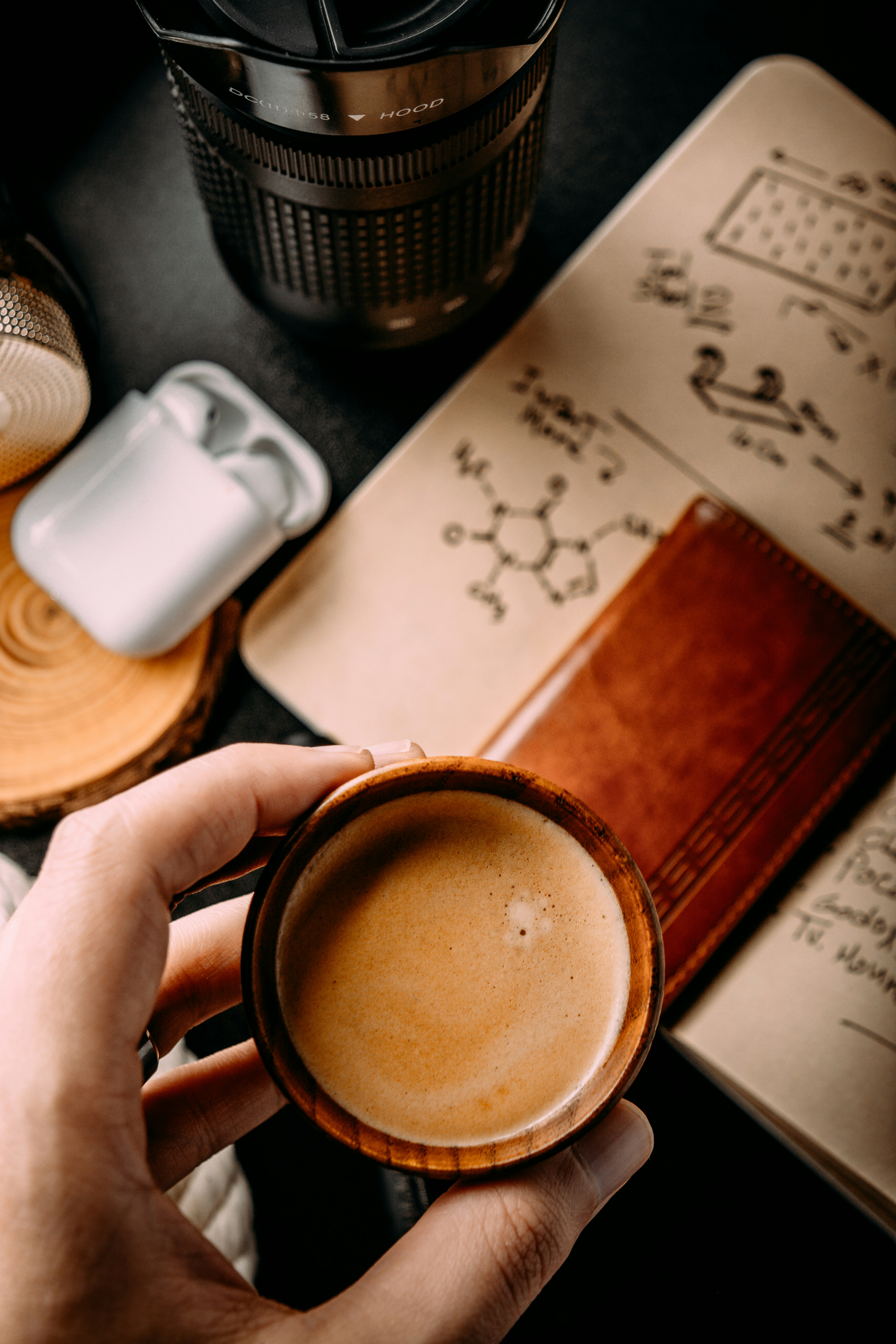a person is holding a cup of coffee