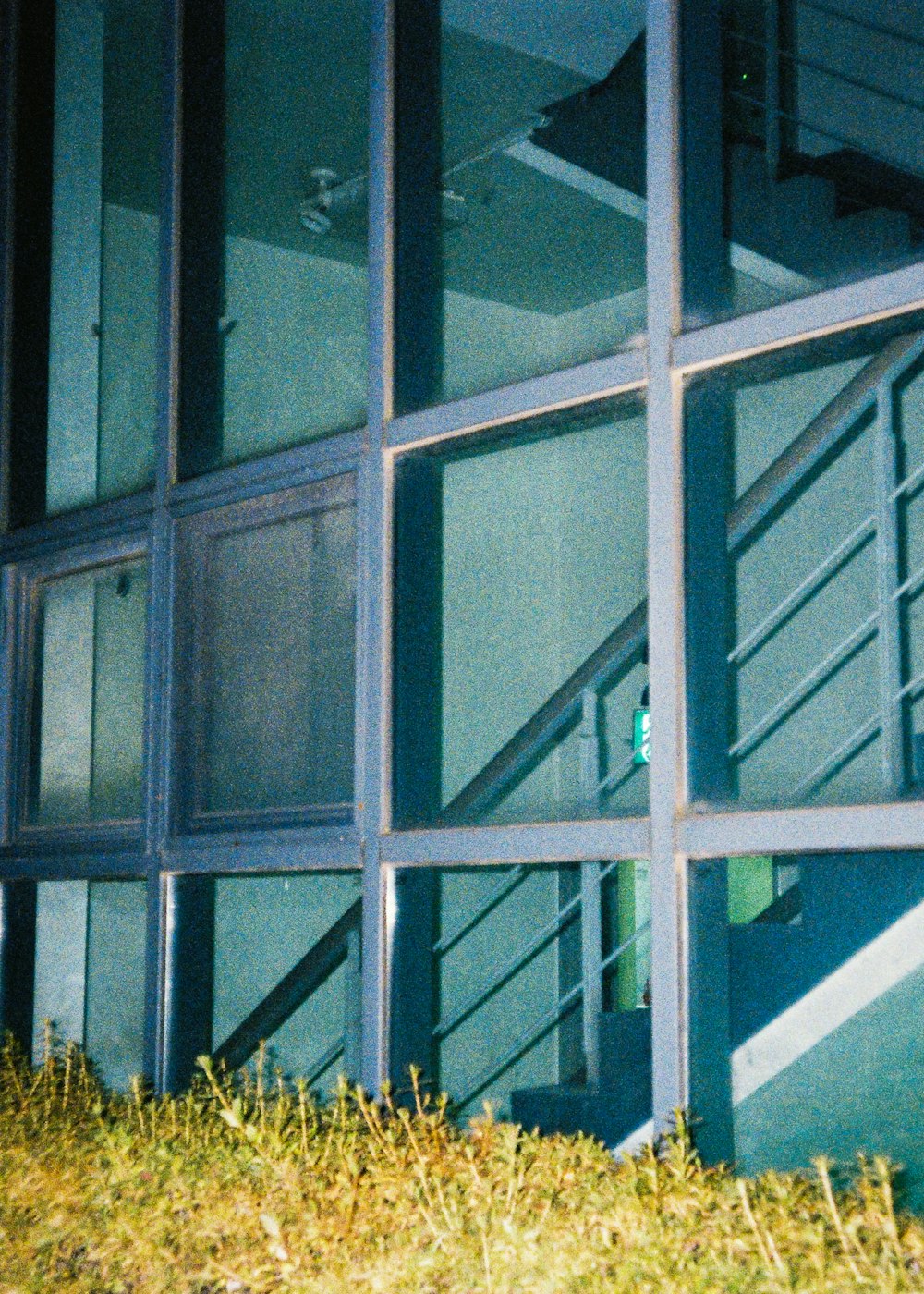 a view of a building through a window