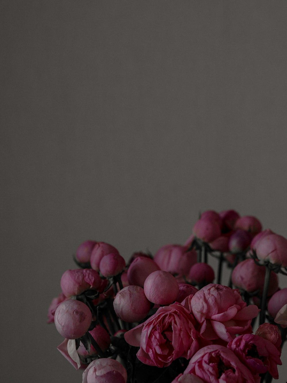 a vase filled with pink flowers on top of a table