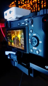 A digital display showing camera footage.