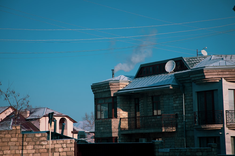 a building with a satellite dish on top of it