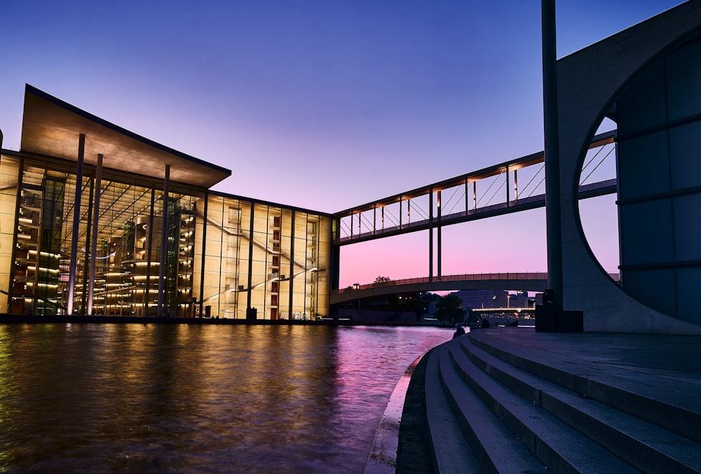 a building that is next to a body of water