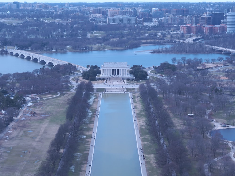 an aerial view of the lincoln memorial in washington dc