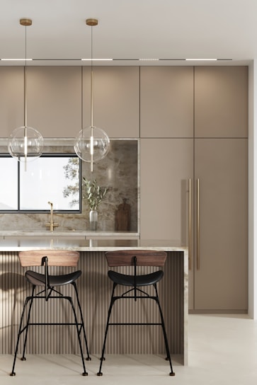 A beautifully crafted kitchen island showcasing modern design.