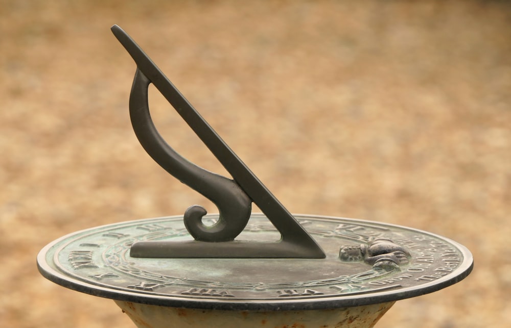a close up of a metal object on a table