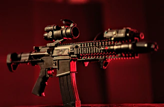 Vibrant display of PUBG accounts featuring legendary weapons and rare items glowing in red and black tones.