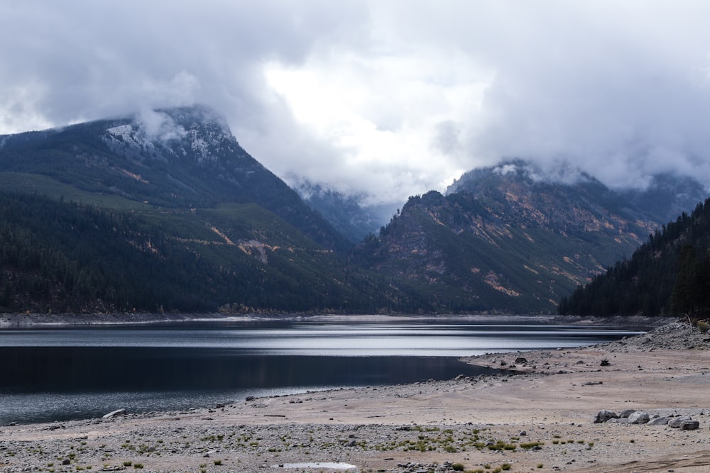 a large body of water surrounded by mountains