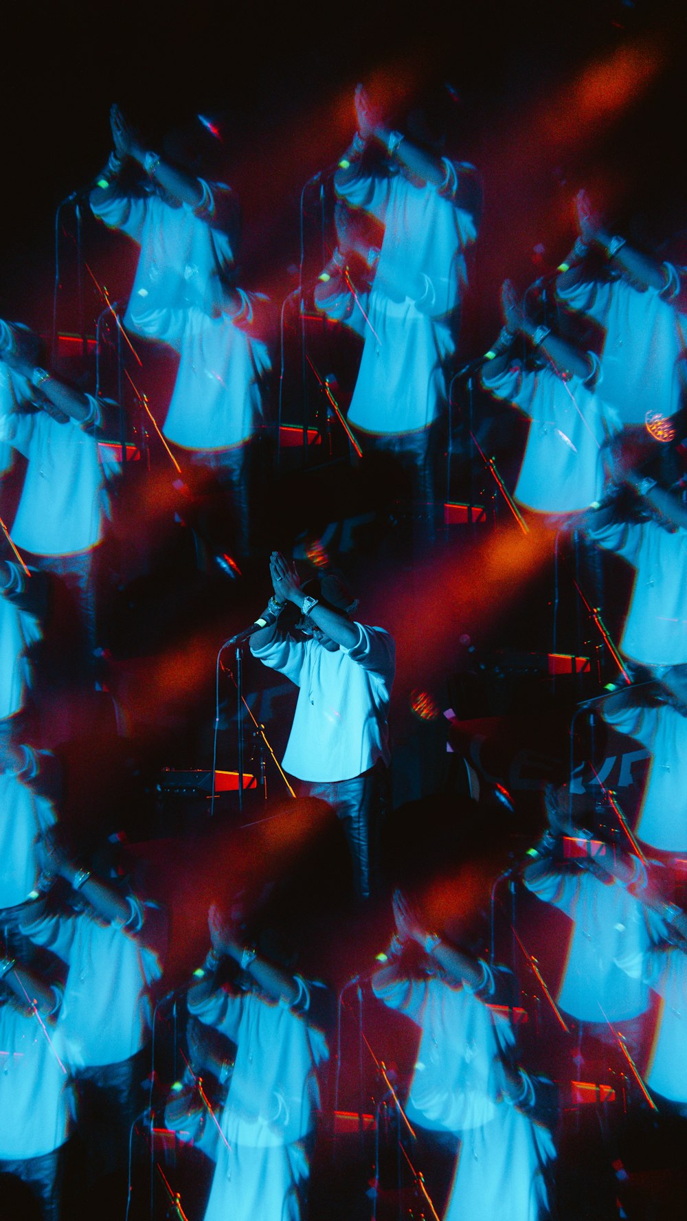 a woman standing in front of a crowd of people