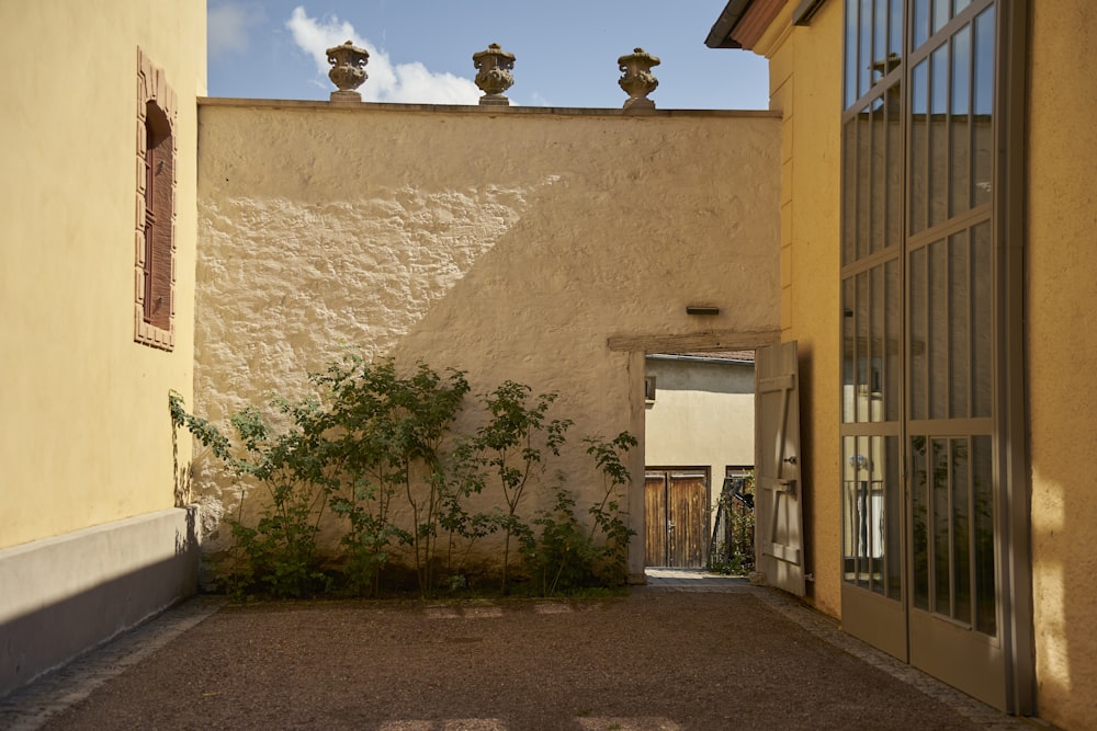 a building with a door and a window