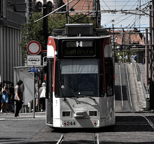 a public transit bus on a city street