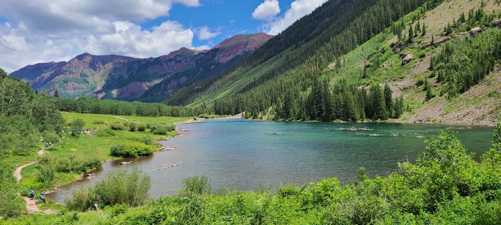 a lake in the middle of a mountain range