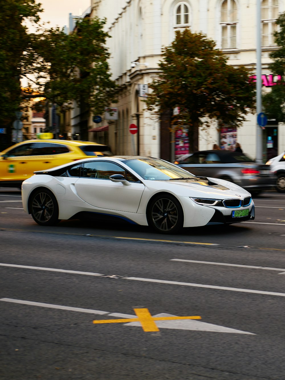 a car parked on a city street