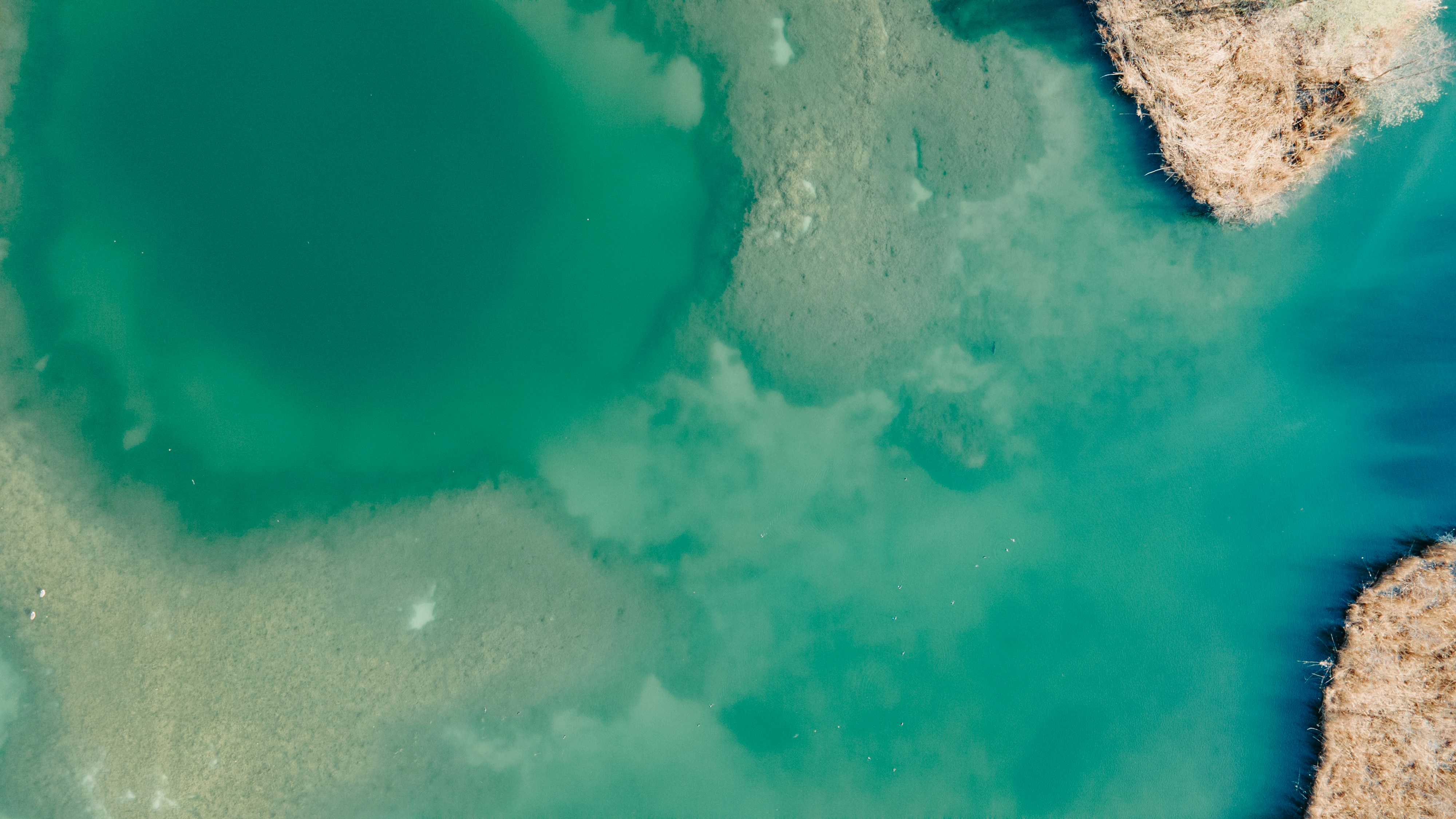 an aerial view of a body of water
