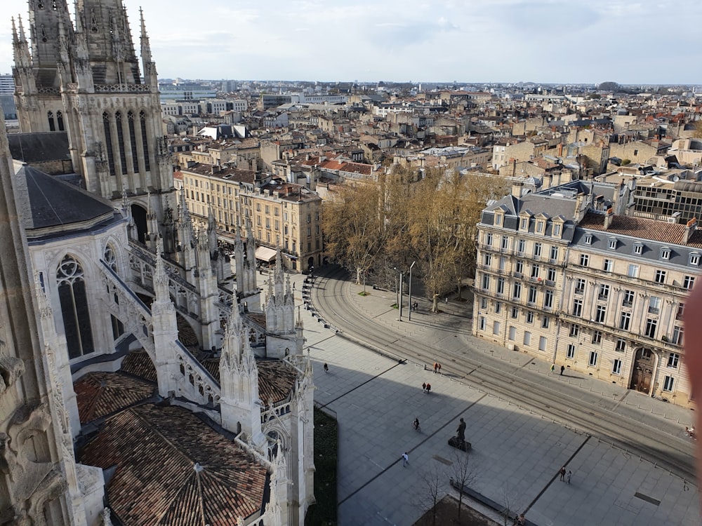 a view of a city from the top of a building