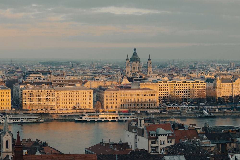 a view of a city with a river running through it