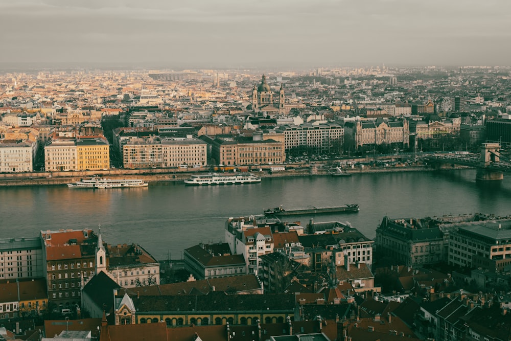 a view of a city with a river running through it