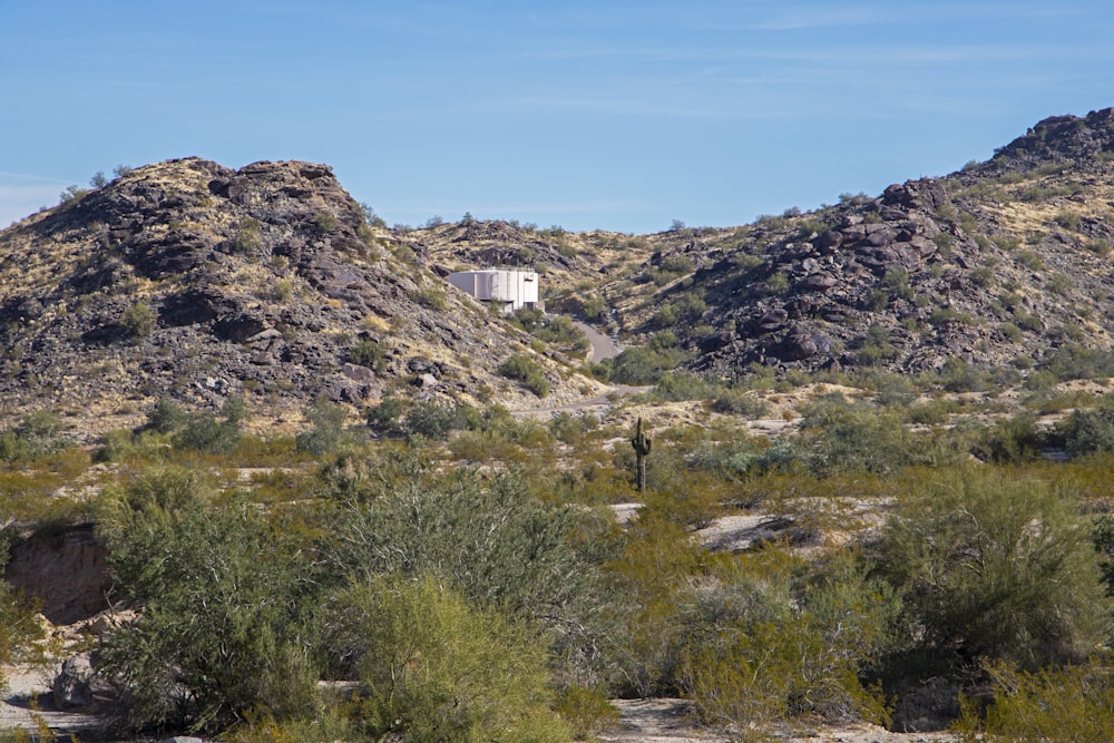 a hill with a building in the middle of it