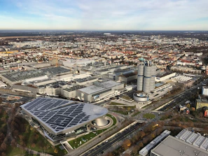 Aerial shot showcasing transformed industrial land parcels forming a vast commercial hub.
