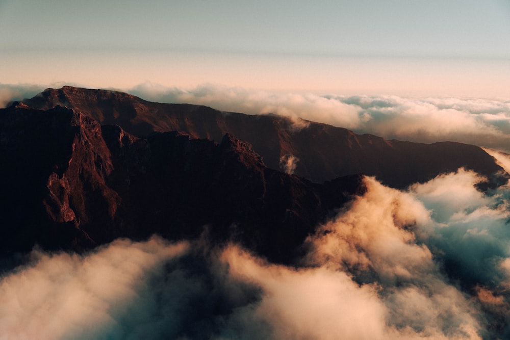 a view of a mountain from a plane