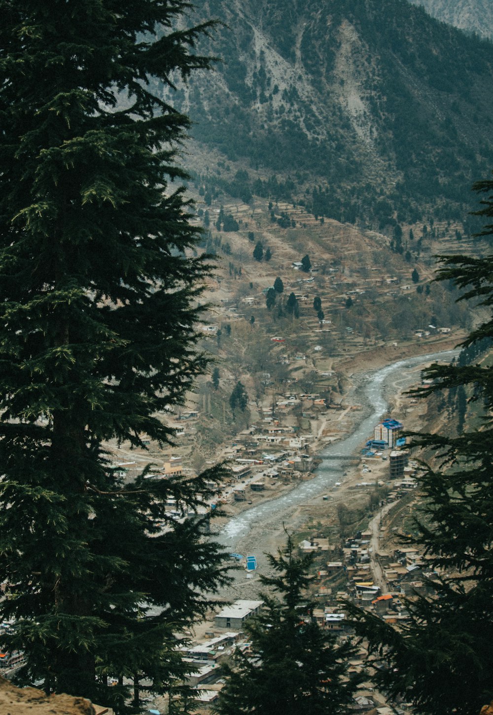 a view of a village from a hill