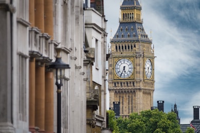 the big ben clock tower towering over the city of london