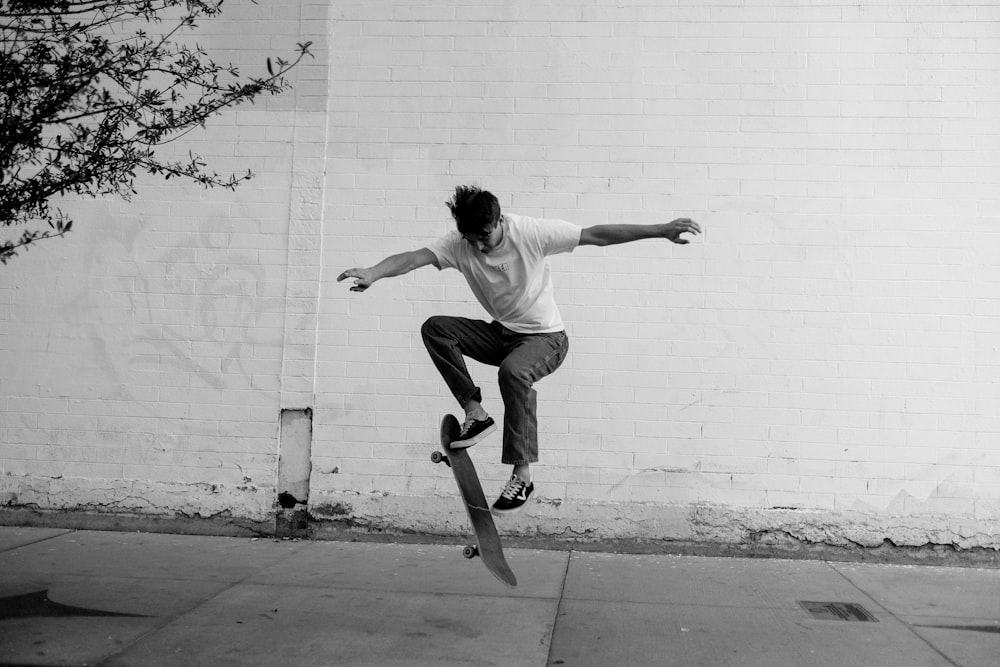 a man is doing a trick on a skateboard